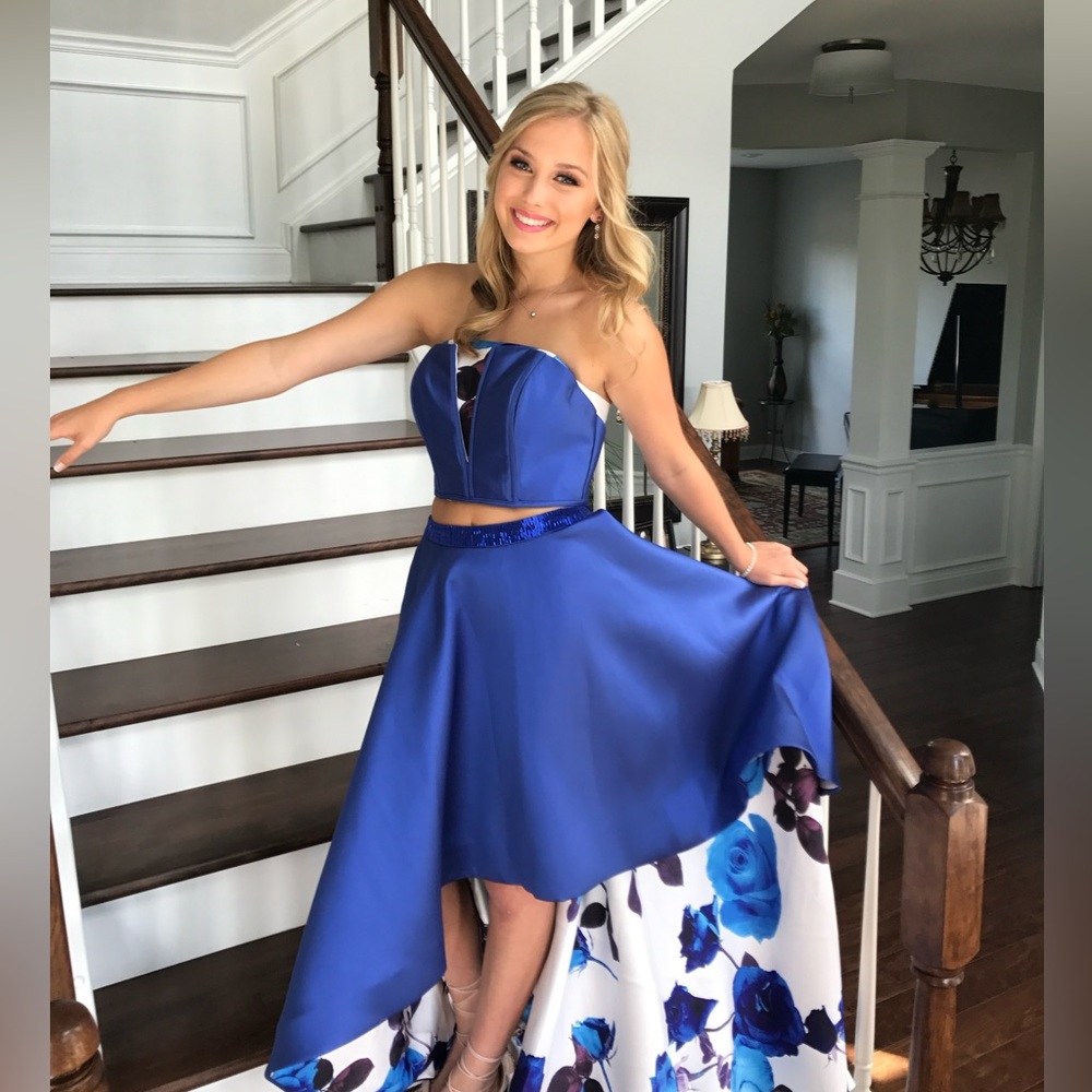Royal blue/floral - size 2 Rachel Allan